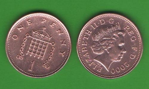1 пенни Великобритания 2000