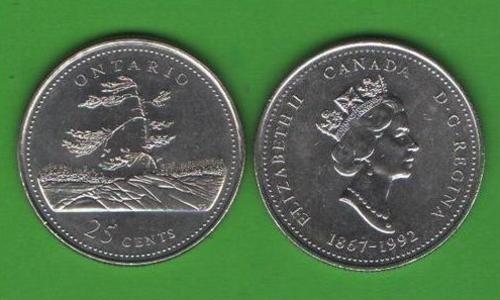 25 центов Канада 1867-1992 (125th Anniversary of Confederation - Ontario)
