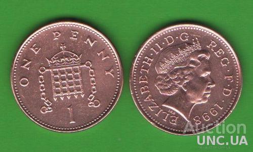 1 пенни Великобритания 1998