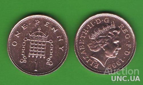 1 пенни Великобритания 1999