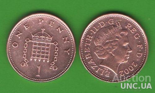 1 пенни Великобритания 2002