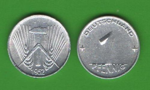 1 пфенниг ГДР 1952 А