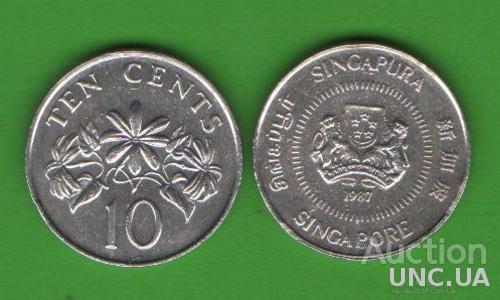 10 центов Сингапур 1987