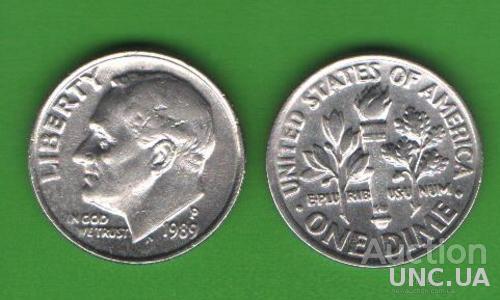 10 центов США 1989 P