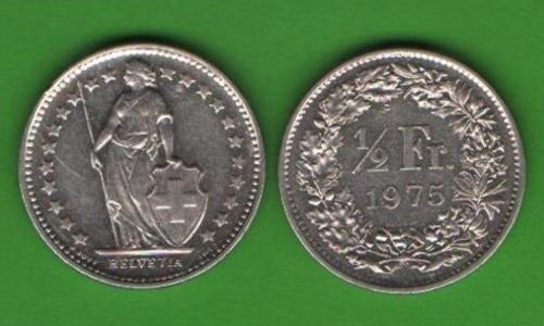 1/2 франка Швейцария 1975