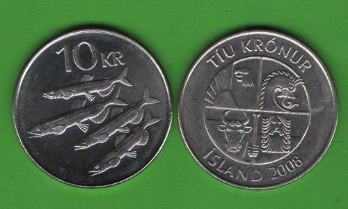 10 крон Исландия 2008