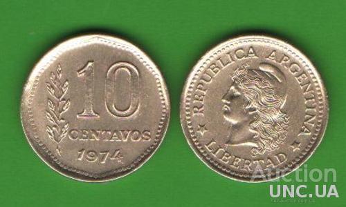 10 сентаво Аргентина 1974