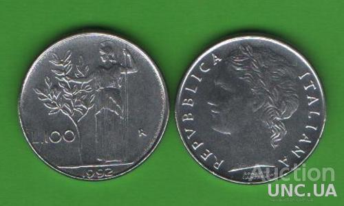 100 лир Италия 1992 (мини).