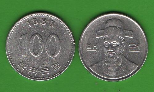 100 вон Южная Корея 1988