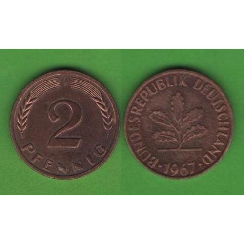2 пфеннига Германия 1967 J