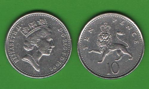 10 пенсов Великобритания 1992
