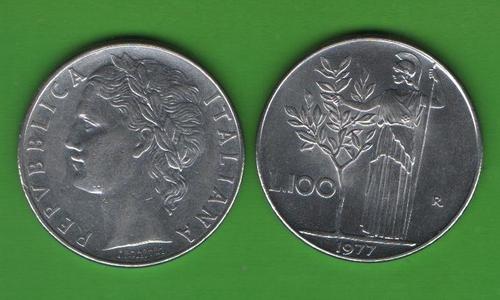 100 лир Италия 1977