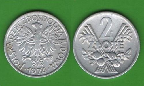 2 злотых Польша 1974