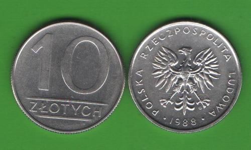 10 злотых Польша 1988