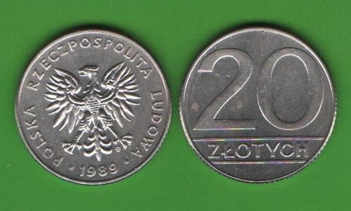 20 злотых Польша 1989 