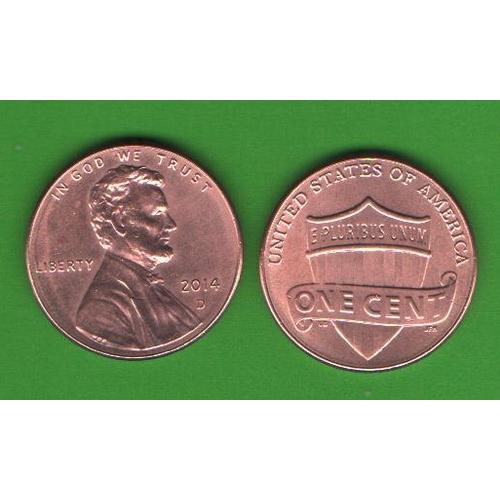 1 цент США 2014 D