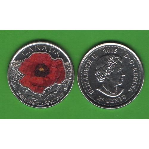 25 центов Канада 2015 (Remembrance Poppy, Coloured)