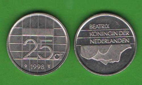 25 центов Нидерланды 1998