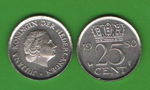 25 центов Нидерланды 1980