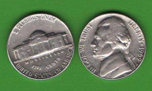 5 центов США 1969 D