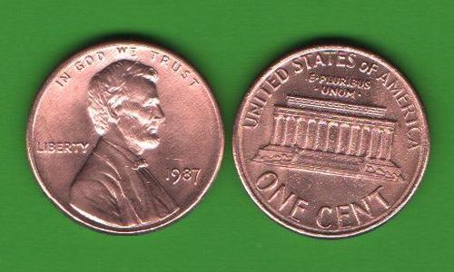 1 цент США 1987