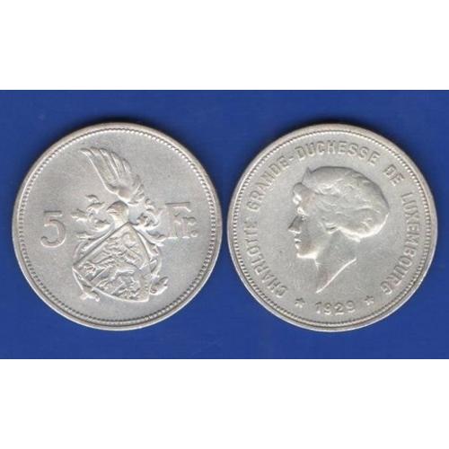 5 франков Люксембург 1929
