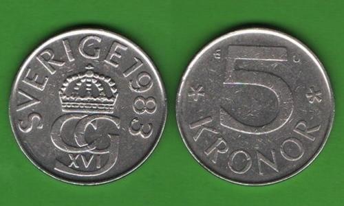 5 крон Швеция 1983