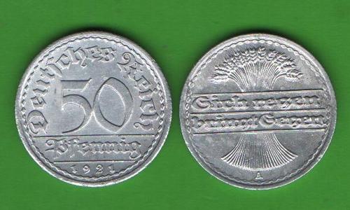 50 пфеннигов Германия 1921 А