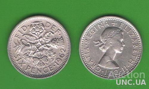 6 пенсов Великобритания 1962