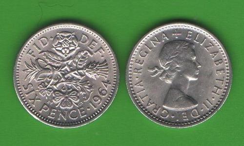 6 пенсов Великобритания 1964