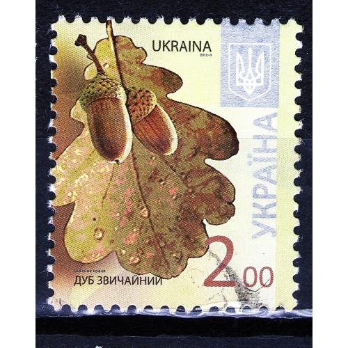 YY 2012 р. 8-й стандарт Дуб звичайний, мікрошрифт 2012-ІІ,  гашена
