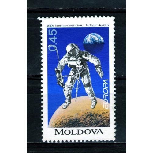 ZA Молдова 1994 р. Космонавт Эд Уайт у відкритому космосі, 1965, гашена