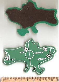Магнитик.Карта Украины с указанием городов,где проходили футбольные матчи EVRO-2012