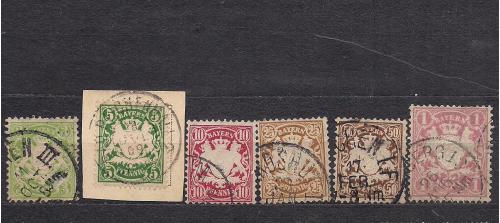 Бавария, немецкие земли, 1881 г., акция!!!, 20% каталога, марки № 47-53