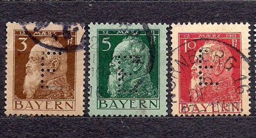 Бавария, немецкие земли, 1912г., служебные марки 