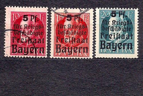 Бавария, немецкие земли, 1916-20 гг., стандарт, король Людвиг 3 с надпечаткой (переоценка
