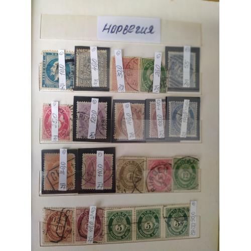  Норвегия, 1856 - 1909 гг., первые марки,  подборка, 10% каталога