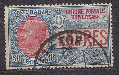 Италия, 1908 г., стандартный выпуск (Expres), король Виктор Эммануэль 3