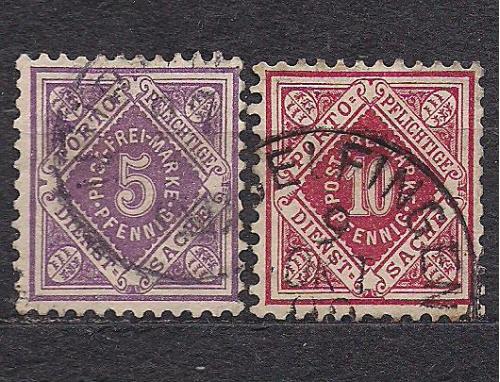 Немецкие земли, Wurttemberg, 1875 г., служебные марки, марки № 101-102