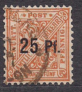 Немецкие земли, Wurttemberg, 1916 г., служебные марки с напечаткой 25 Pf.
