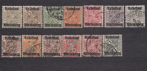 Немецкие земли, Wurttemberg, 1919 г., !!!, распродажа 25% каталога, служебные марки