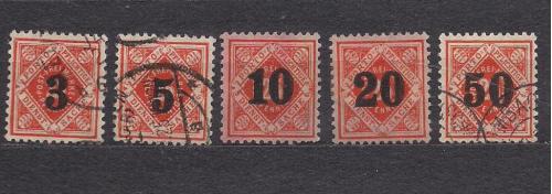 Немецкие земли, Wurttemberg,1923 г., !!!, акция 20% каталога, служебные марки с над печаткой цифрами