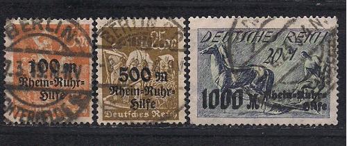 Рейх , 1923 г., распродажа, 15% каталога, марки с надпечаткой для телеграфа