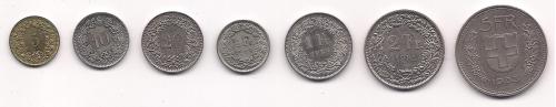 Швейцария, 1970-90 гг., полный набор монет