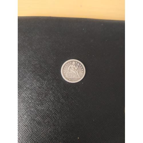 США, 1850 г., монета б/у, серебро, проба 900, качество XF-40