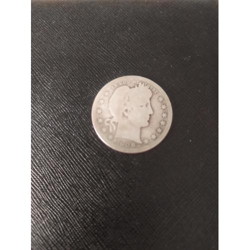 США, 1908 г., монета б/у, серебро, проба 900, качество F-12