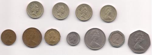 Великобритания, 1970-90 гг., набор монет