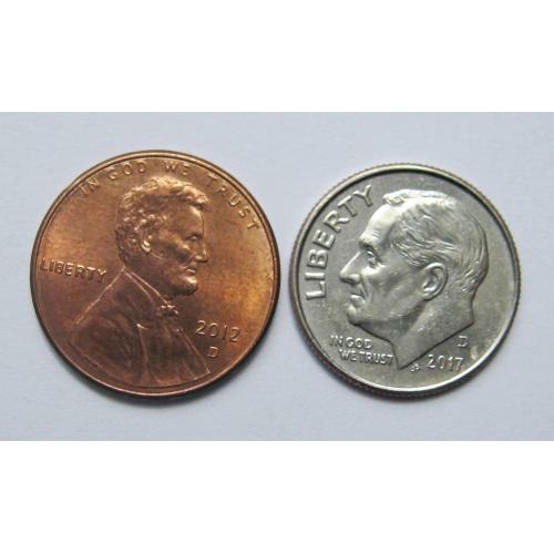 1 цент 2012 р  - D і  10 центів 2017 р. - D = США \\
