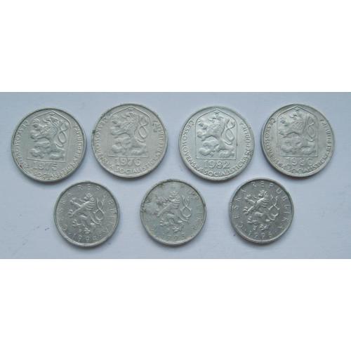 10 гелерів = 1975, 1976, 1982, 1986, 1994, 1995, 1996 р. = ЧЕХОСЛОВАЧЧИНА і ЧЕХІЯ = 7 монет \\