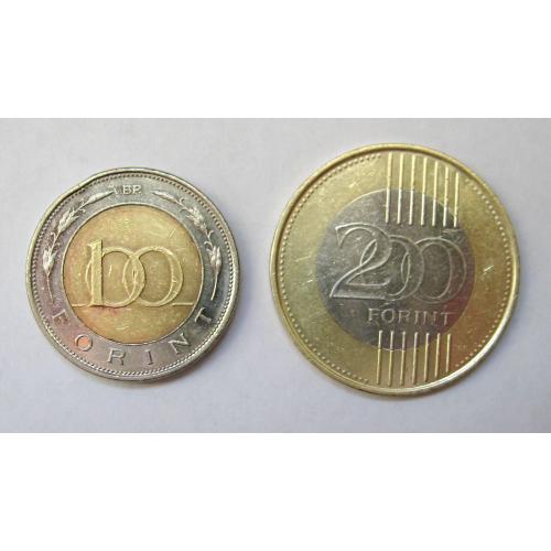 100 форинтів 1996 р і 200 форинтів  2011 р. = УГОРЩИНА \\